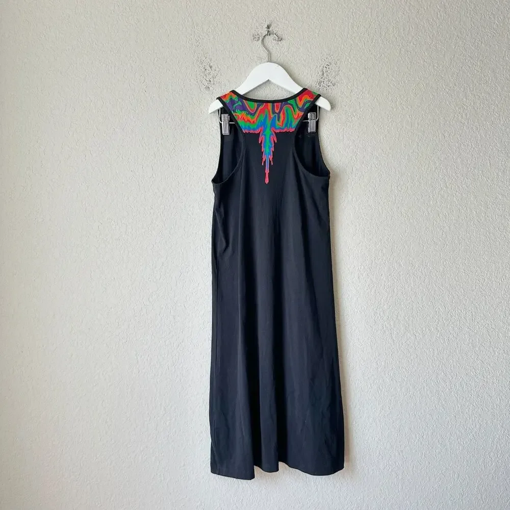 MARCELO BURLON Tank Dress Black Graphic Maxi Cotton Goth Minimalist